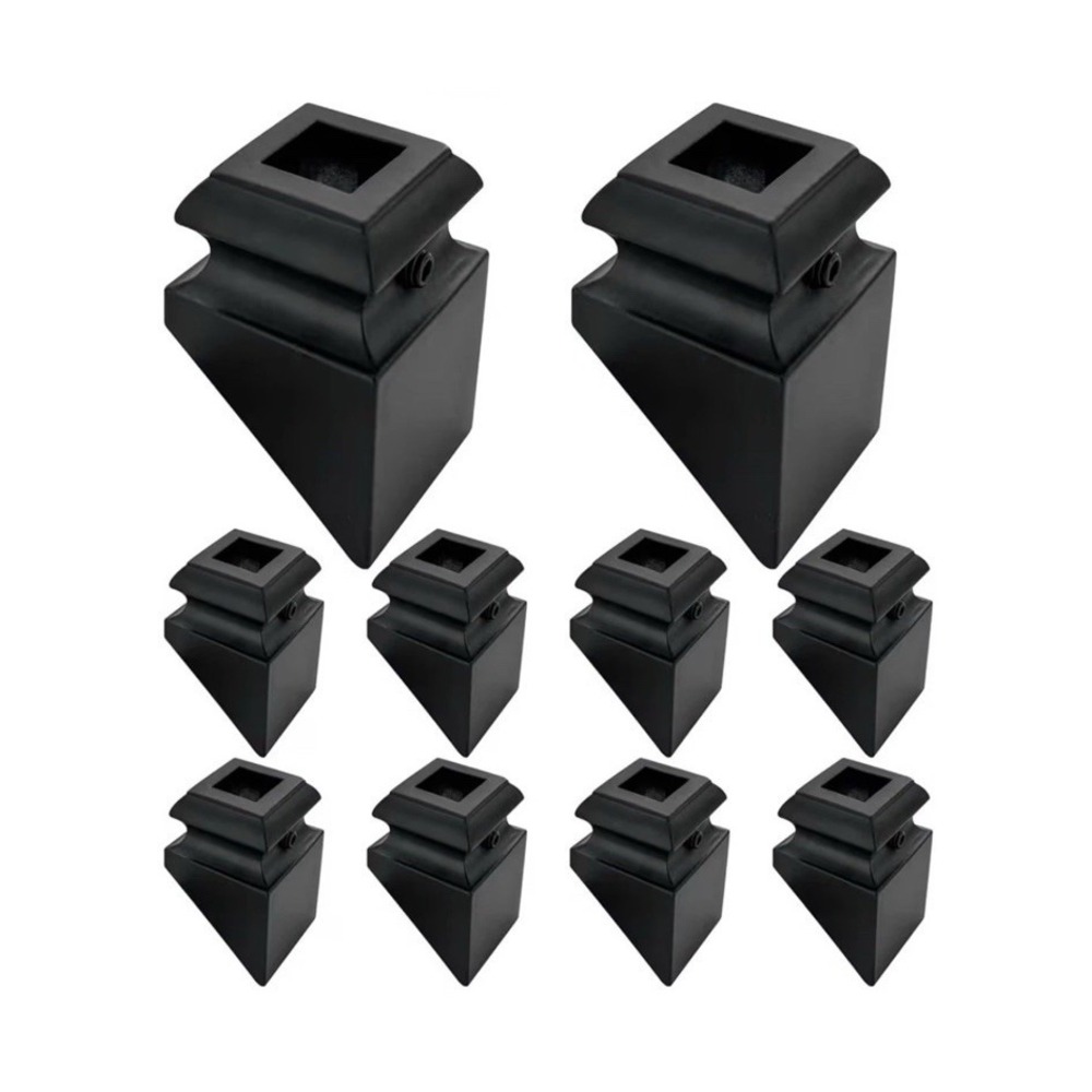 1.875-in x 1.3125-in Matte Black Aluminum Square Stair Baluster‎ Shoe 10 Pack